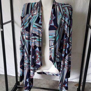 Ladies MANA Jersey Nautical Print Cardigan - 3X